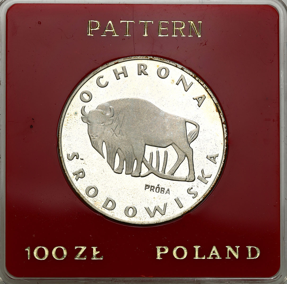PRL. PRÓBA srebro 100 złotych 1977 Żubr